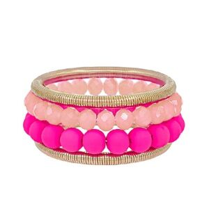 4 Row Glass & Snake Chain Bracelet